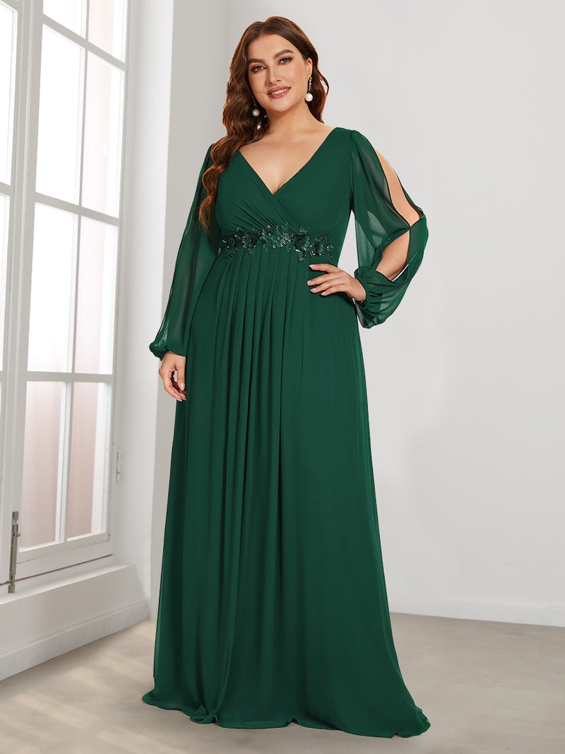 Plus size shop green evening dress