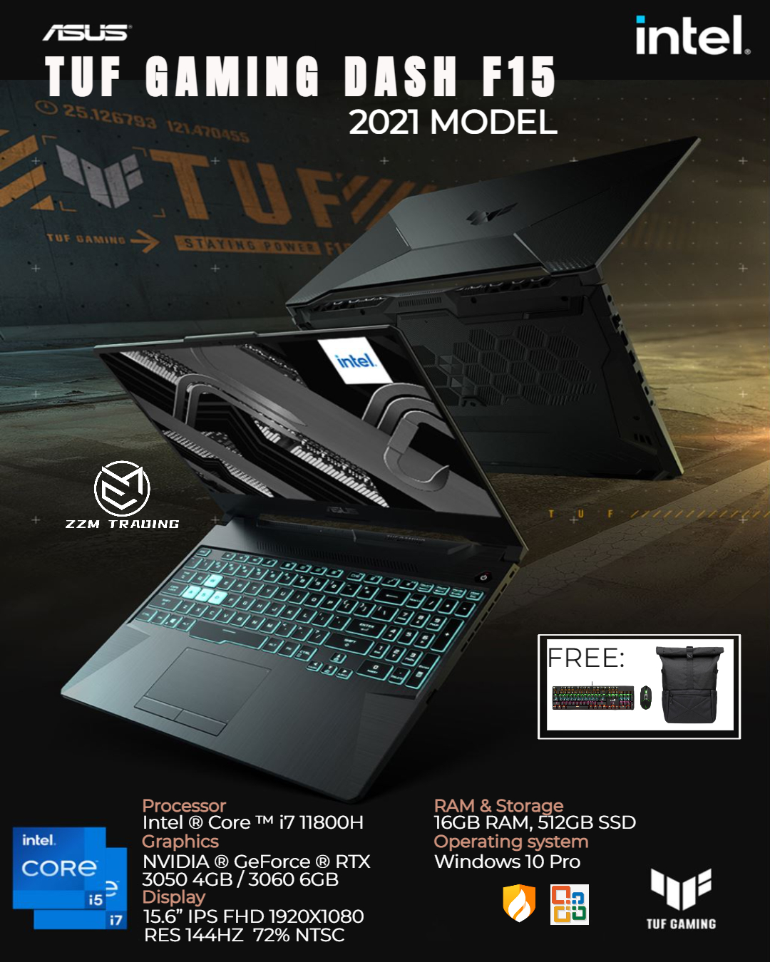 Asus TUF Gaming Dash F15 FX506HM/ FX506H Brand New Gaming Laptop