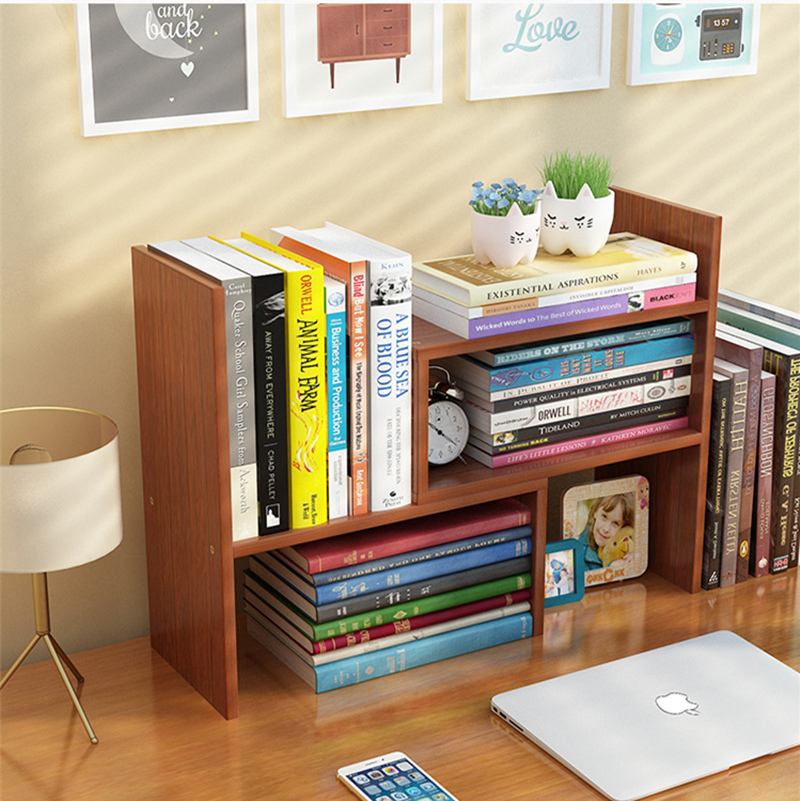 Multi Purpose Book Rack Table Organizer, Wooden Desktop Bookcase