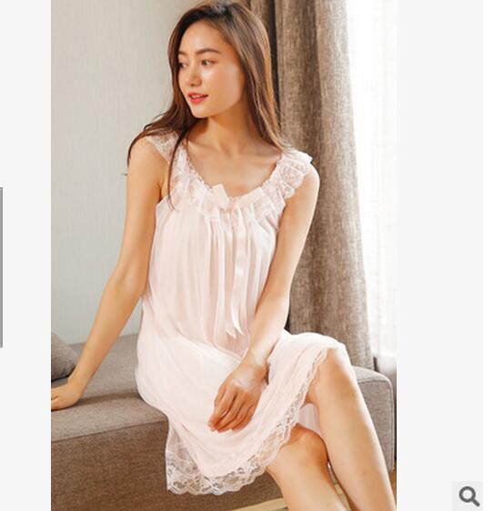 2020ใหม่ผู้หญิงชุดนอน Nightgown ชุดนอนผ้าฝ้ายชุดราตรีสีขาวชุดนอน Nightgown ชุดนอนขนาดพิเศษ S-XL E1234