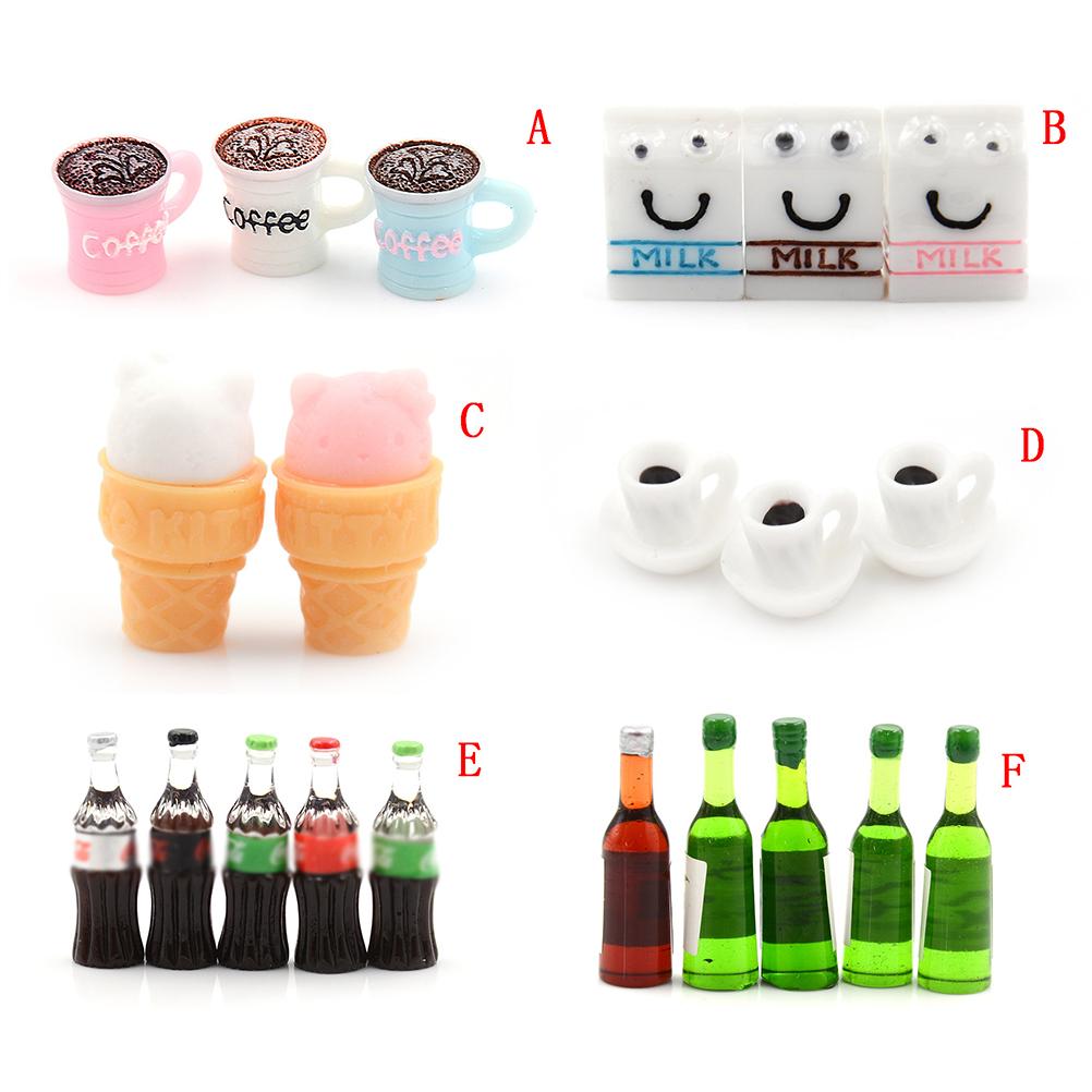 5PCS Mini Beer Drinks Milks Dollhouse Miniature Play Food for Barbies Doll Toy