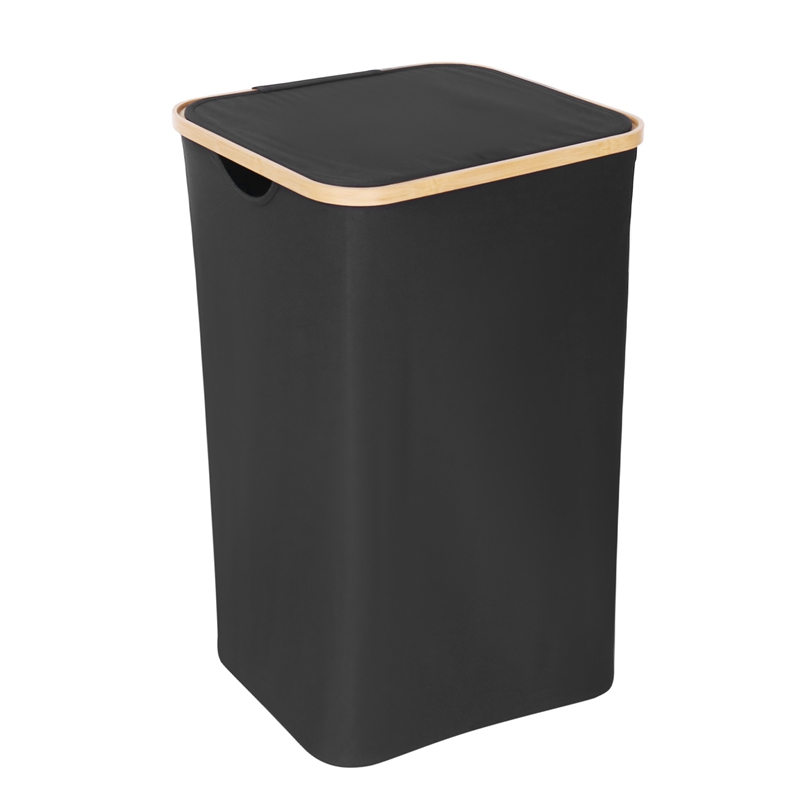Laundry Basket with Lid, Black Laundry Basket with Removable Laundry Bag - Laundry Sorter for Bathroom & Bedroom