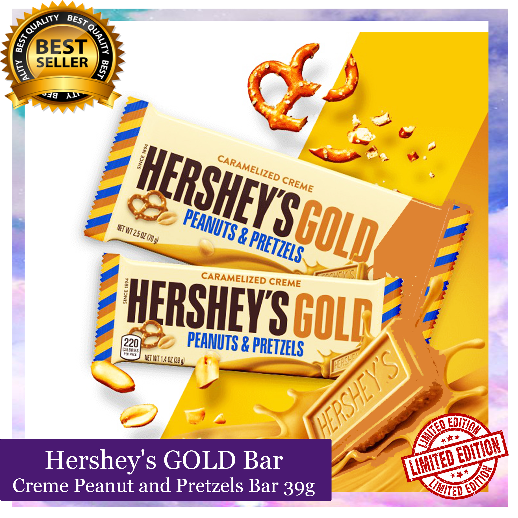 Hershey's Gold, Peanuts and Pretzels Candy Bar, 1.4 Oz 