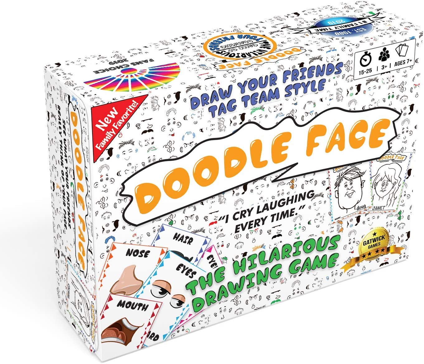Doodle Face Game - New Hilarious Game of Drawing Your Friends and Family -  A Drawing Game for Families - Stay at Home Date Night Party Game for 3-20