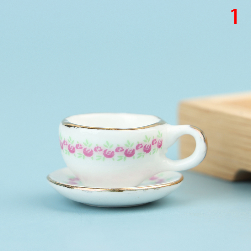 FOO 1:12บ้านตุ๊กตาเซรามิคแก้วกาแฟสำหรับตุ๊กตาบนโต๊ะอาหาร Decors