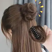 Natural Women Donut Synthetic Hair Extension Hair Bow Clip in/on Claw Hair Bun Messy Bun Ponytails Short Curly Chignon Hairpiece
