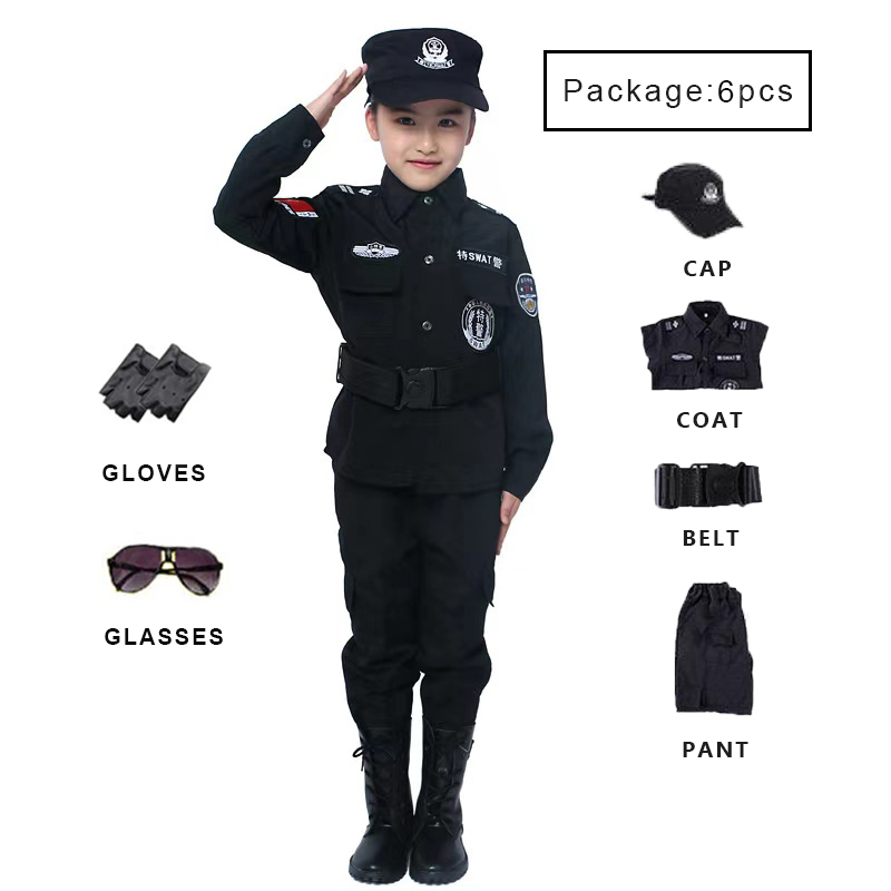 HNB Career Halloween Costume for Kids Girl Army Costume for Kids Boys  Cosplay Camouflage Soldier Costume Military Uniform Police Costume