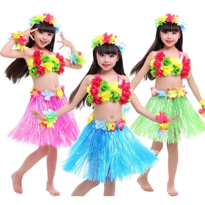 ❤️【Local Send Out】【40CM/60CM】Cheap Plastic Fibers girls Woman Hawaiian Hula  Skirt Hula Grass costume Garland Flower Skirts Hula dress up Party Hawaii  Beach ZJJ-Hawaiian-Grass-Skirt