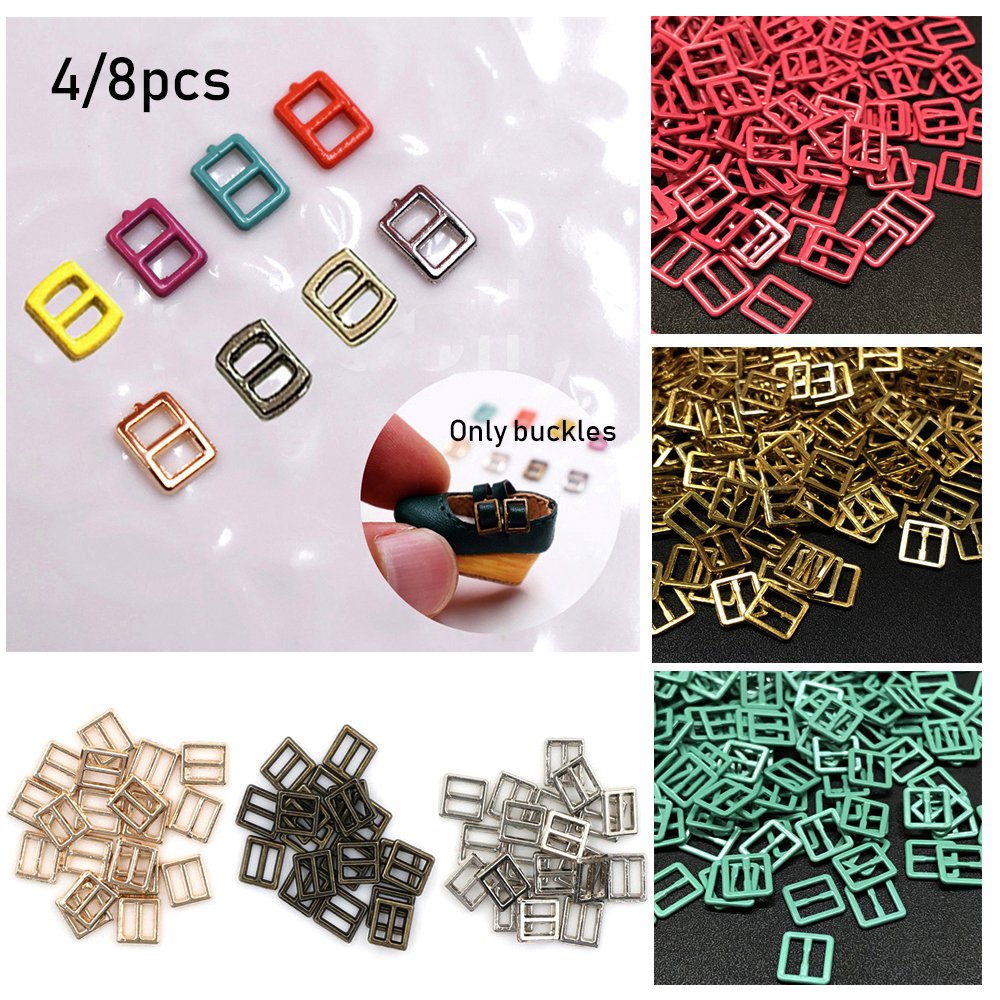 MENGLIANG 4/8pcs Newest 12 colors Stuffed Toys Mini Ultra-small Tri-glide Buckle Diy Dolls Buckles Doll Bags Accessories Belt Buttons