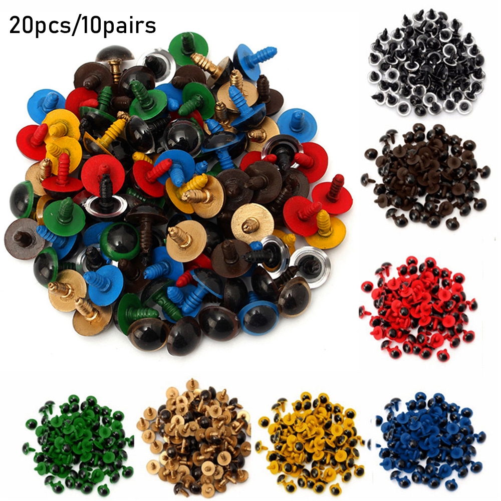 SWRJGM SHOP 20pcs/pairs 8/10/12/14mm Plastic Safety with Washer Bear Animal Accessories Eyes Crafts Puppet Crystal Eye Dolls DIY Tools