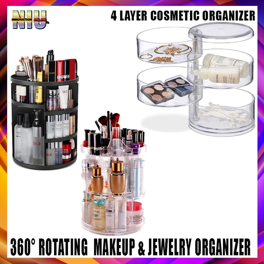 360° Rotating Acrylic Makeup And Jewelry Organizer / 4 layer