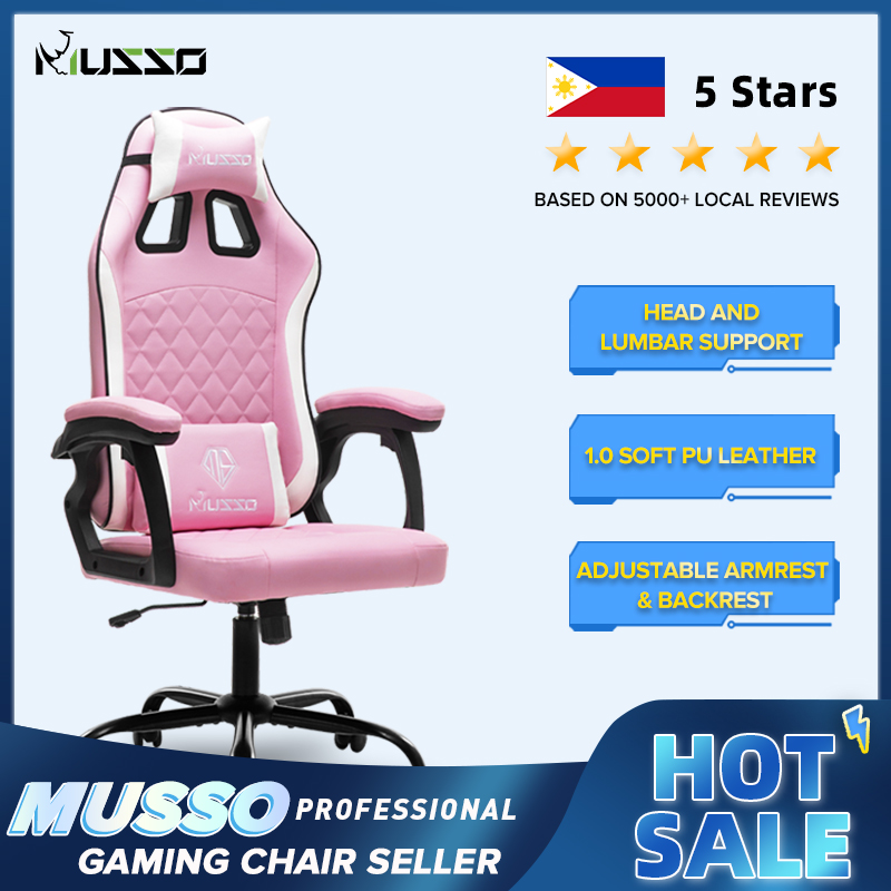 MUSSO 109P Panda Series Contrast Color Gaming Chair, PU Leather