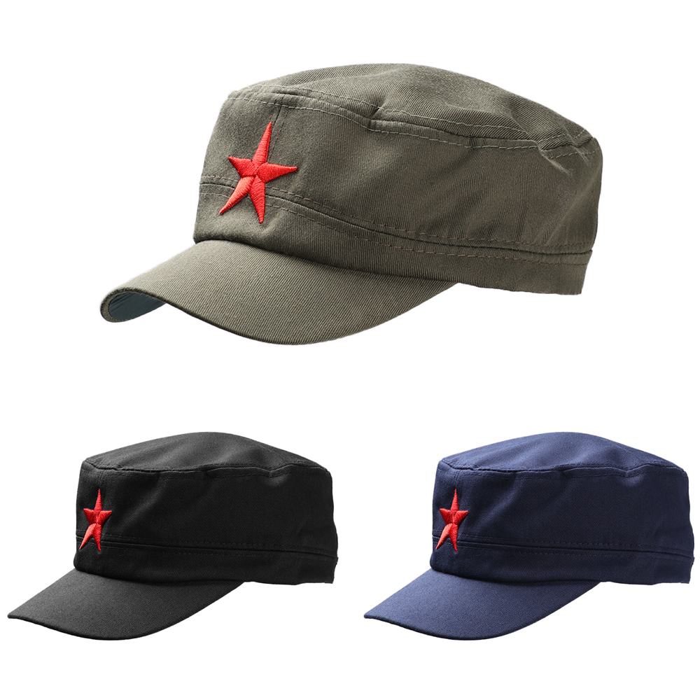 [lhpfi] กีฬาลำลองผ้าฝ้ายคลาสสิกธรรมดาหมวกกองทัพหมวกดาวแดงดวงอาทิตย์