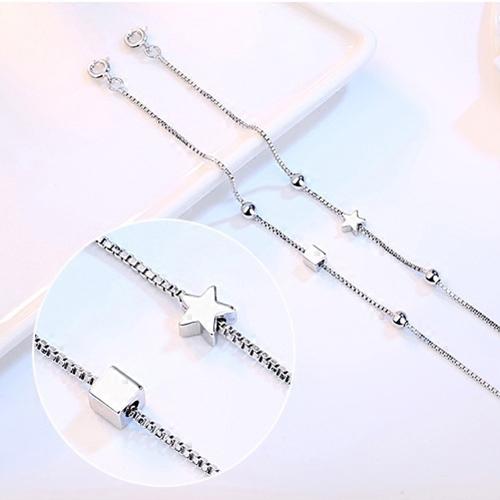 925 Perak Murni Gelang Persegi Jepang Korea Gaya Gadis Bintang Lima Kepribadian Minimalis Gelang Elegan Hadiah Januari 2019 - 4 925 perak murni gelang Persegi Jepang Korea gaya gadis Bintang Lima kepribadian minimalis Gelang Elegan hadiah - 4