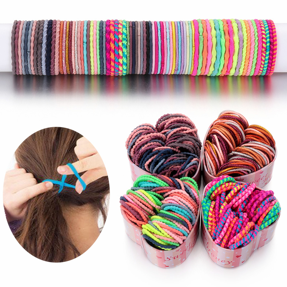 F8C503Y Colorful Elastic Basic Rubber Bands Scrunchie Ponytail Holder Kids Hair Ropes Girls Hair Bands