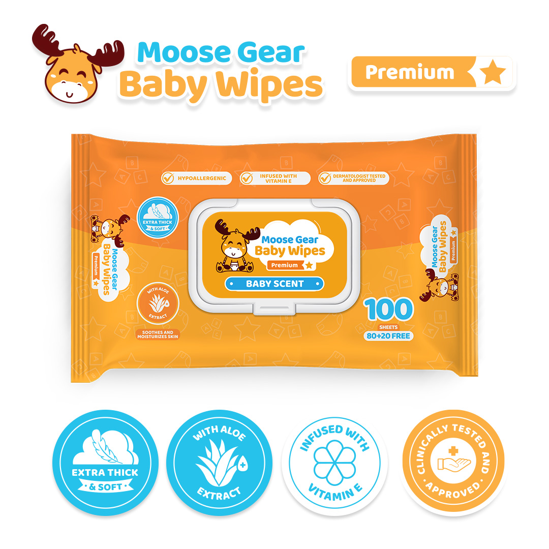 Moose Gear Baby Wipes (Baby Scent 100 Sheets) x6 Packs