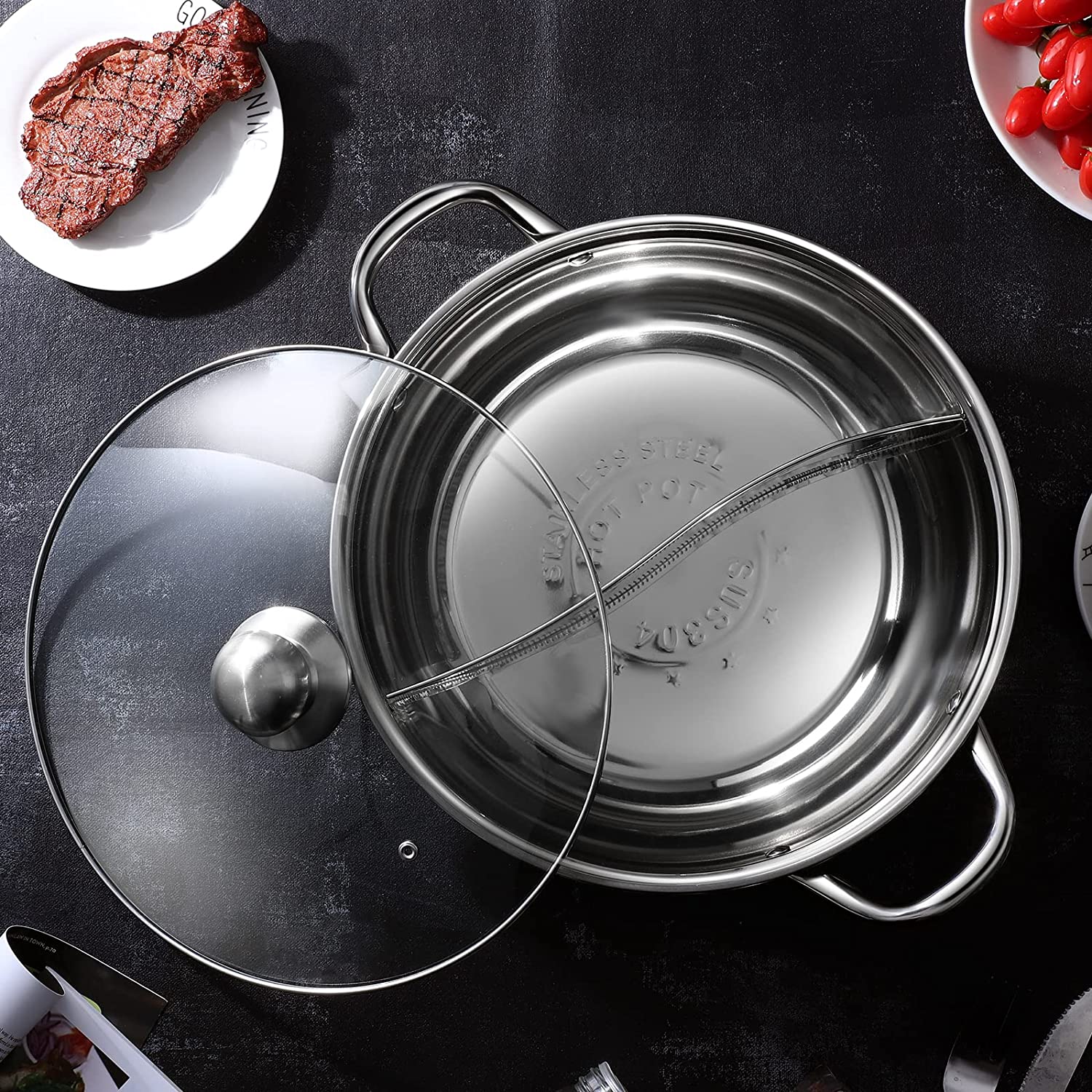 Housoutil Stainless Steel Mandarin Duck Pot Stainless Steel Saucepan Stainless  Steel Stock Pot Stainless Steel Cooking Utensils Double-flavor Shabu Shabu  Pot Chinese Hot Pot Sauce Pot Food - Yahoo Shopping