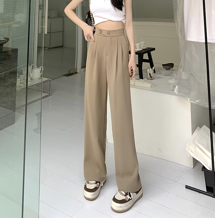 Size 23-40 Trousers High Waist Pants Wide-leg Trousers Women 2023 New Style  Summer Stretchable Waist Straight Cut Trousers Casual Ice Silk Thin Suit  Slacks Pants Squarepants for Women 4XL