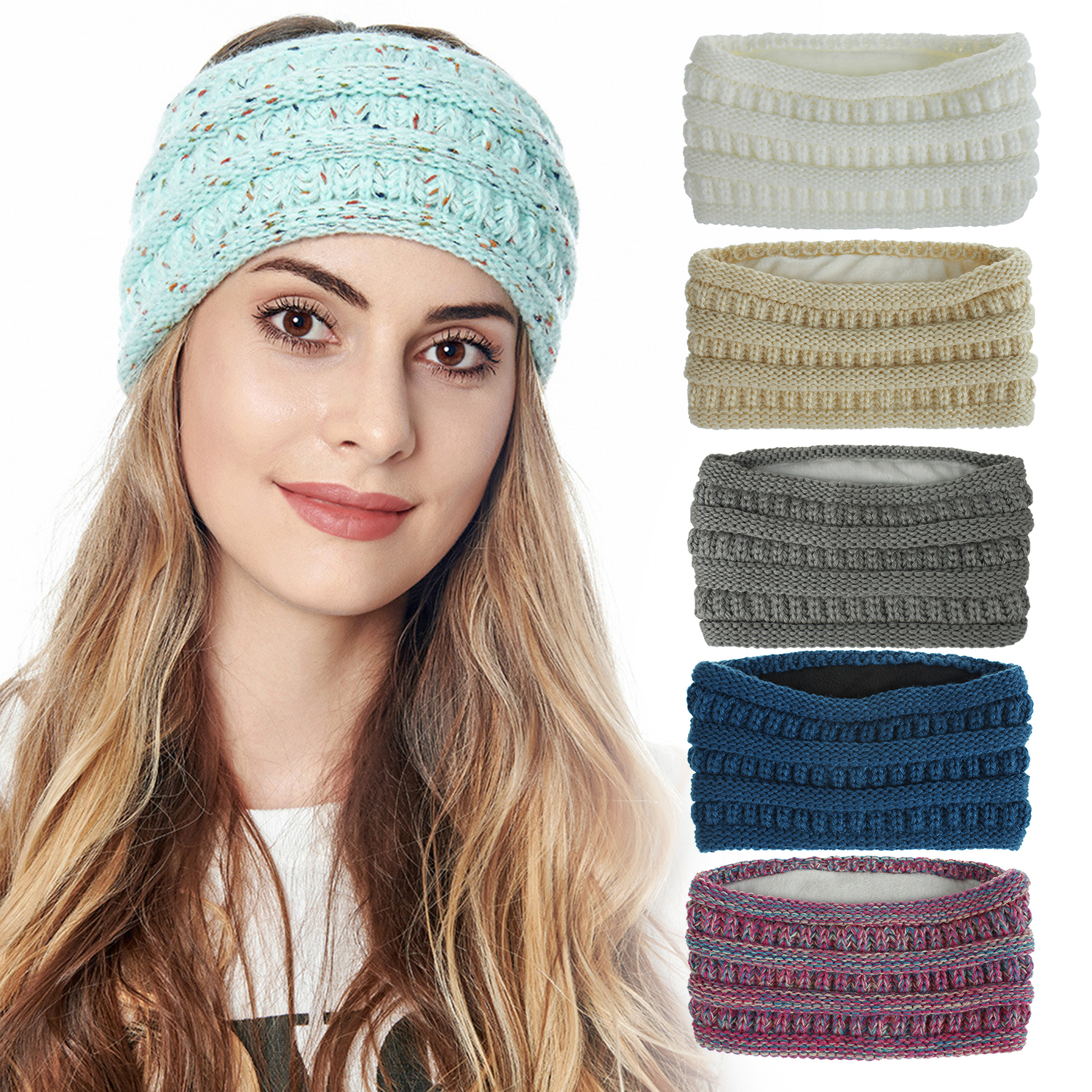 SIKONG Winter Stretch Soft Hair Accessories Headbands for Women Ear Warmers Knitted Headband Ear Muffs Head Bands