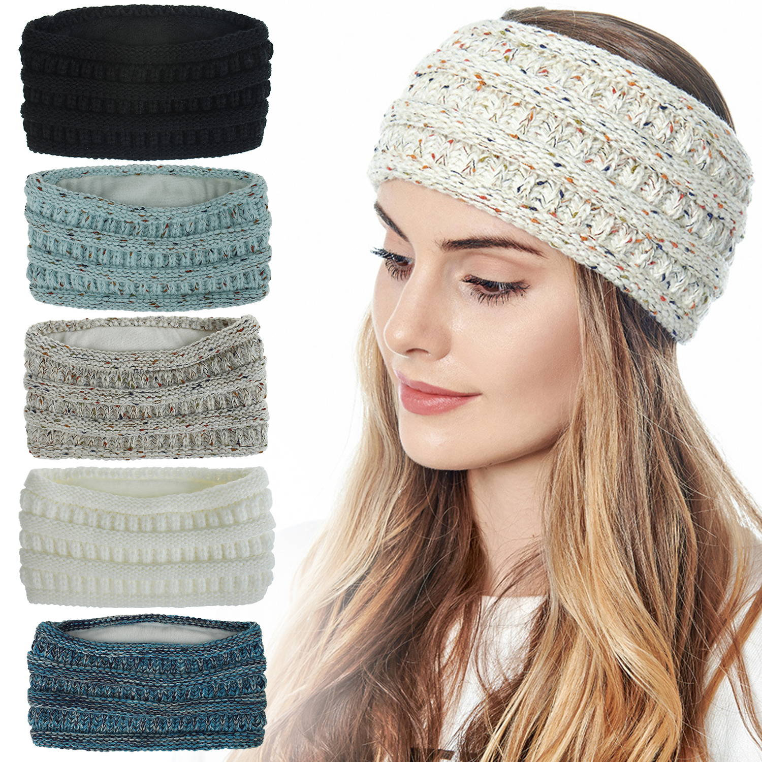 SIKONG Winter Stretch Soft Hair Accessories Headbands for Women Ear Warmers Knitted Headband Ear Muffs Head Bands