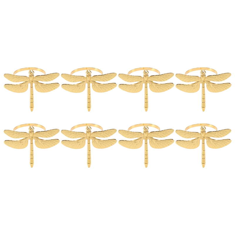 8PCS Dragonfly Napkin Ring Gold DIY Hotel Wedding Banquet Table Display Metal Napkin Buckle Christmas Decoration