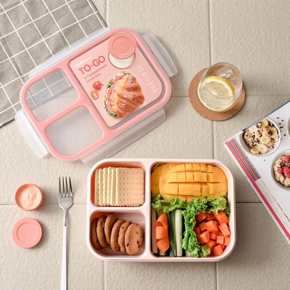 Lock & Lock] Korean 3-Compartment To-Go Lunchbox – Gochujar