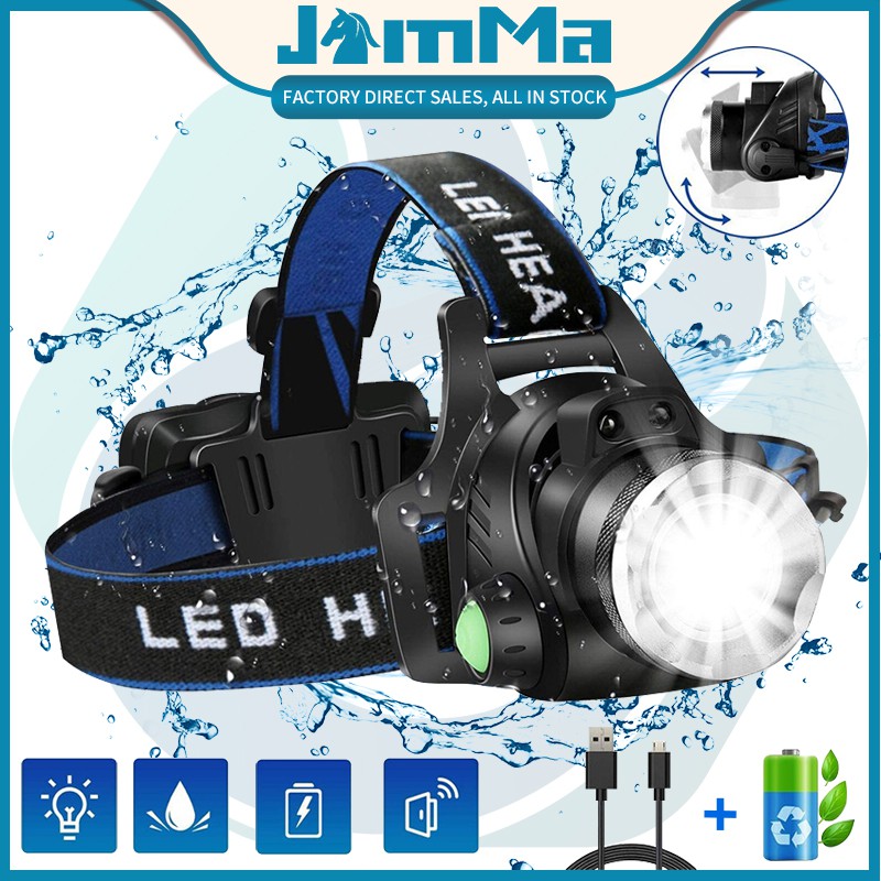 Headlamp Flashlight Head Lamp Rechargeable,Adjustable Head Light,Waterproof  Led Headlight,Zoomable Brightest Head Lamps with Batteries,Motion Sensor  Headlamps for Camping Running Hiking Outdoors Lazada PH