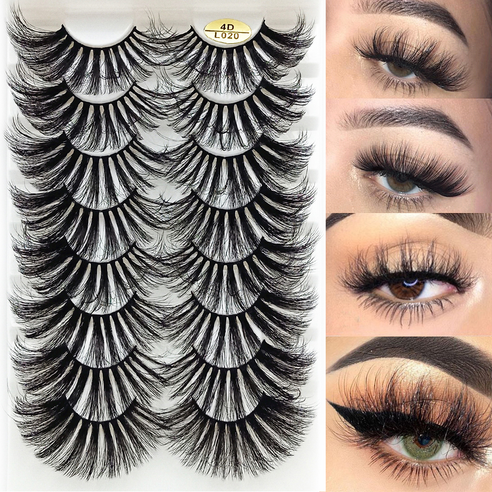 ALEXIS BAGS SKONHED 8 Pairs Woman Wispies Fluffy Full Volume Thick Eye Makeup Tools Multilayered Effect 4D Mink False Eyelashes 25MM Lashes Eye Lash Extension