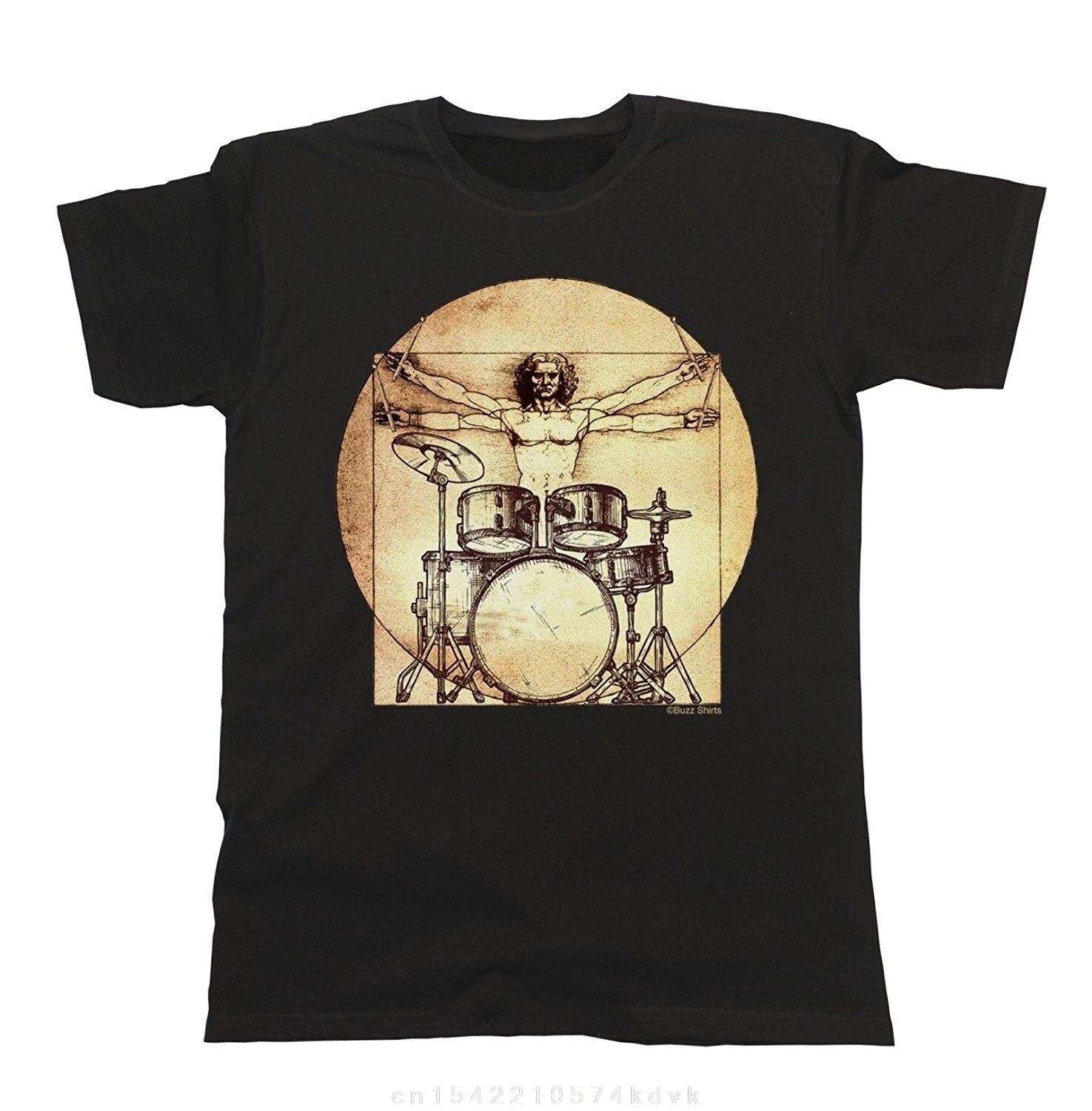 Funny T Shirts T Da Vinci Drummer Tshirt Mens Fit Drums Music