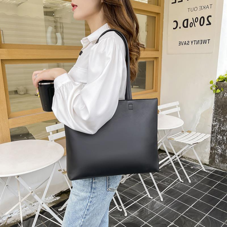 Women Tote Bag With Zipper Shoulder Bag Large Capacity Sling Shopping Bag Environmental Soft PU Leather Simple Handbag | Lazada PH
