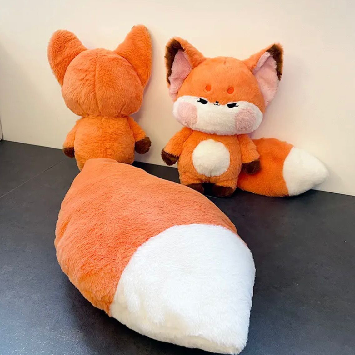 1pc Kawaii 23-25cm Nine-tailed Fox Toys Soft Plush Fox Tree Demon