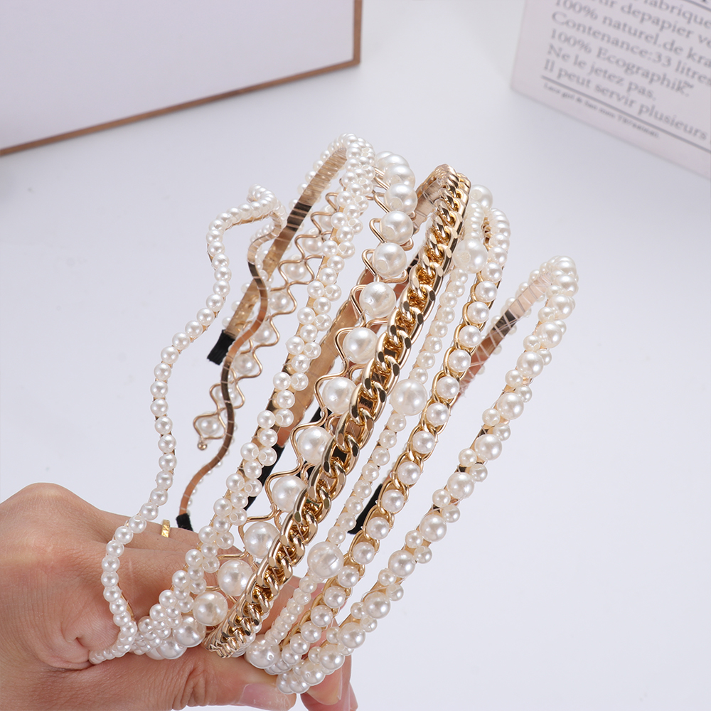 N33GVC3Q Women Hair Clip Fashion Jewelry Korean Style Pearl Hairbands Headband Hair Hoops Bridal Headwear