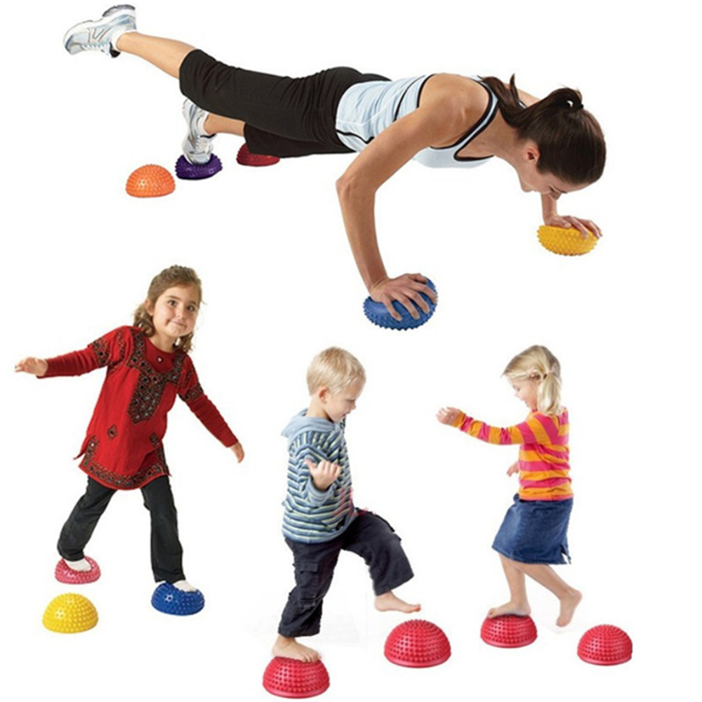 WILLIEAN ทุเรียนเด็กครึ่งนวด Sensory Hemisphere ที่เหยียบเท้าลูกบอลโยคะอุปกรณ์ออกกำลังกายเด็กของเล่นแบบทรงตัว