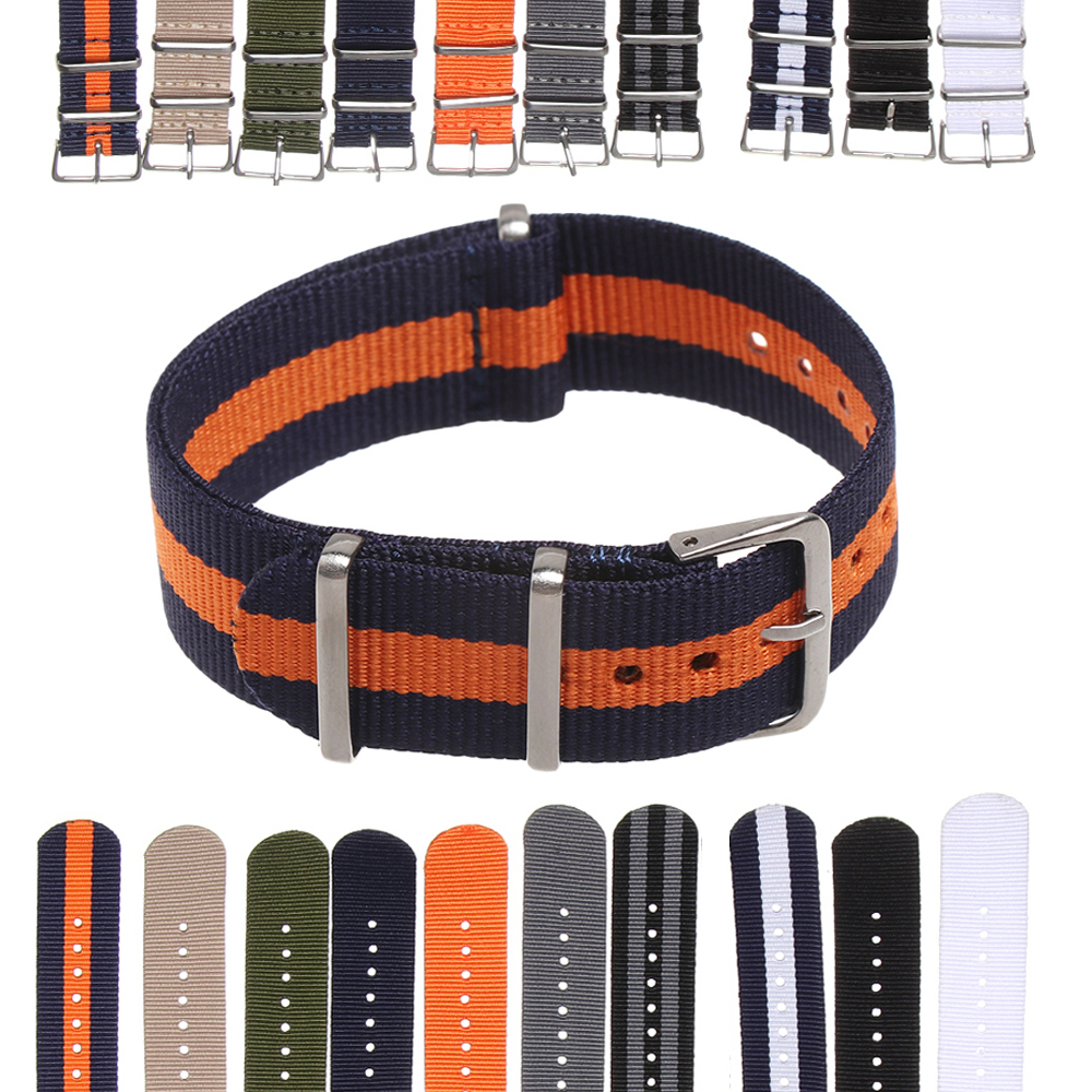 JUNGLEPIA 18 20 22 mm Durable Fashion Sport Adjustable Watch Strap Replacement Loop Watchband Nylon Weaving Bracelet
