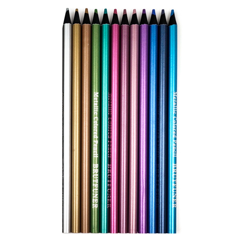 Brutfuner Metallic/Macaron 12 Colors Color Pencil Set Soft Wooden