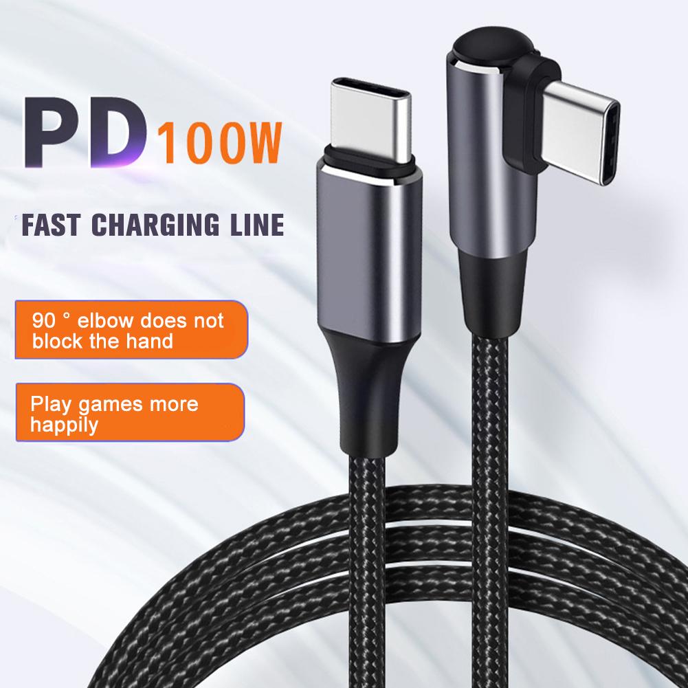 PD 100W USB Type-C Cable Elbow Fast Charging Cable Data Cable Braid Nylon