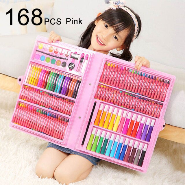 42-208Pcs เด็กวาดสีน้ำสีดินสอสีชุดภาพวาดเด็ก Art Peinture Enfant ของขวัญของเล่นเพื่อการศึกษา