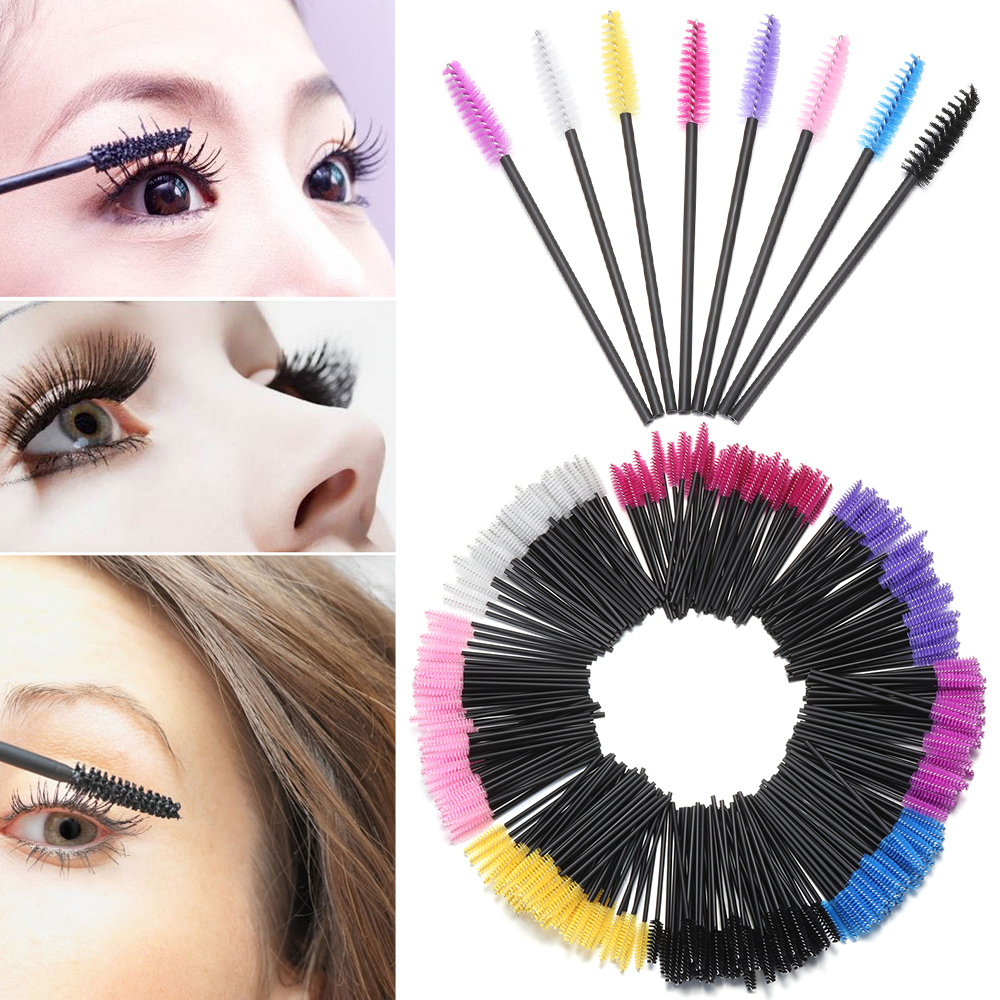 LONGZHU1 50Pcs Hot MakeUp Tool Mascara Spiral Wands Beauty Eyebrow Applicator Lash Curling Comb Lash Extension Comb Disposable Eyelash Brush