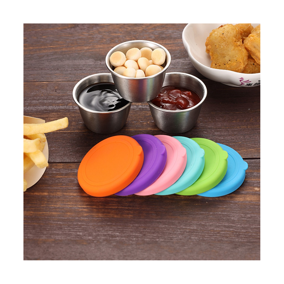 6 Pieces Stainless Steel Mixing Bowls 70Ml Diameter Metal Nesting Bowls  Better Breader Shaker Bowl with Colorful Airtight Lids Non-Slip Bottoms