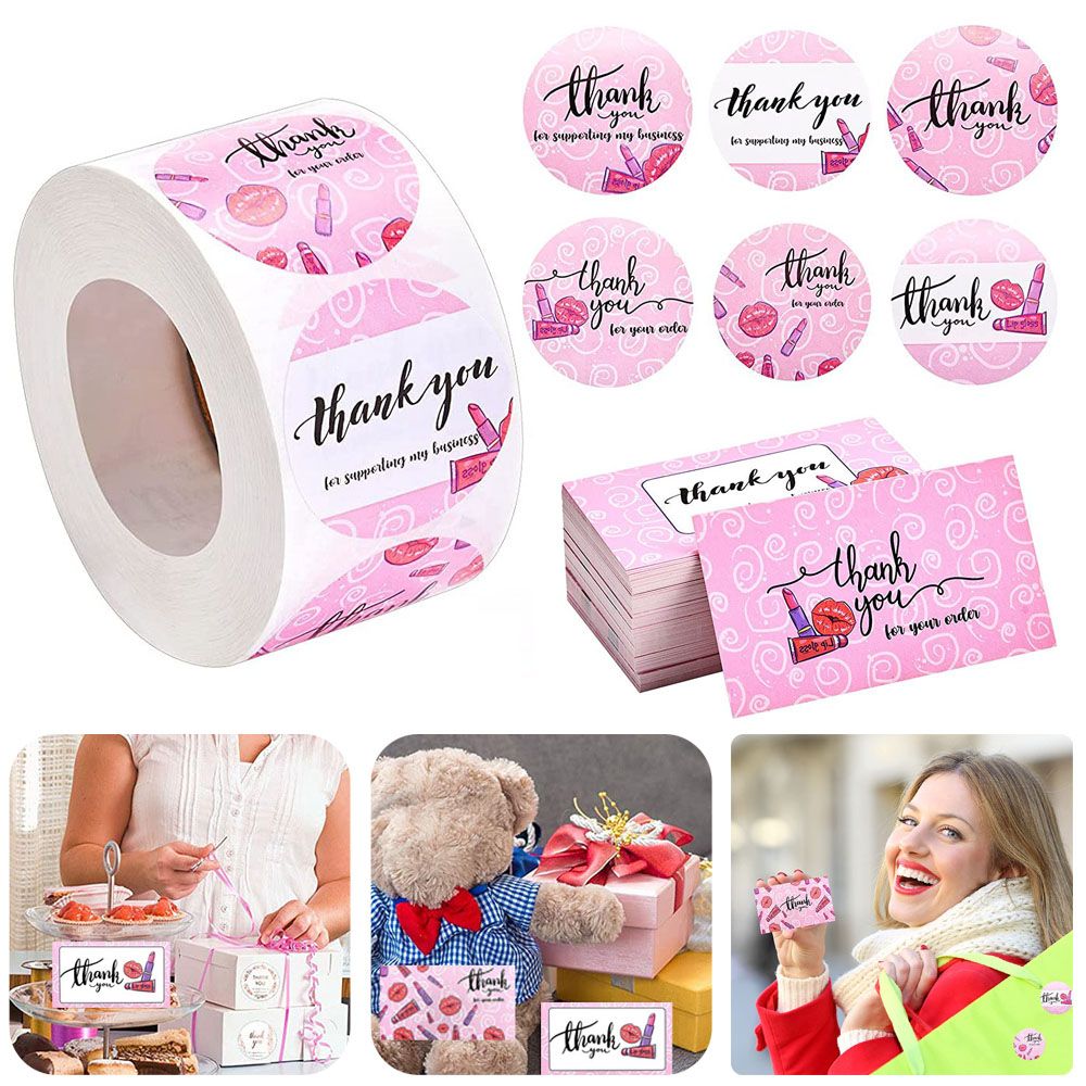 SIKONG 50/500PCS Handmade Candy Bags Paper Seal Label Thanks Greeting Cards Thank You Stickers Label Stickers Thank You Card