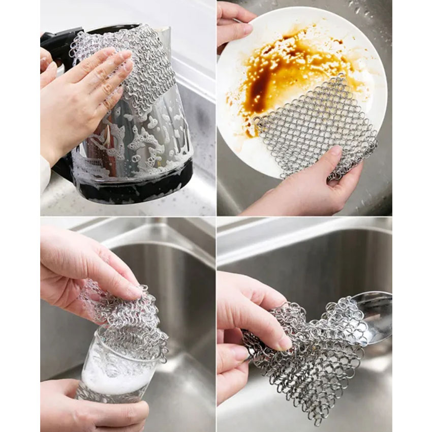 Cast Iron Cleaner, Stainless Steel Pot Brush Net, Cast Iron Chainmail  Scrubber, Metal Scrubber, Premium Cleaning Tool For Cleaning Pots, Woks,  Pans, Bbq Grill, Cleaning Supplies, Cleaning Tool, Christmas Supplies - Temu