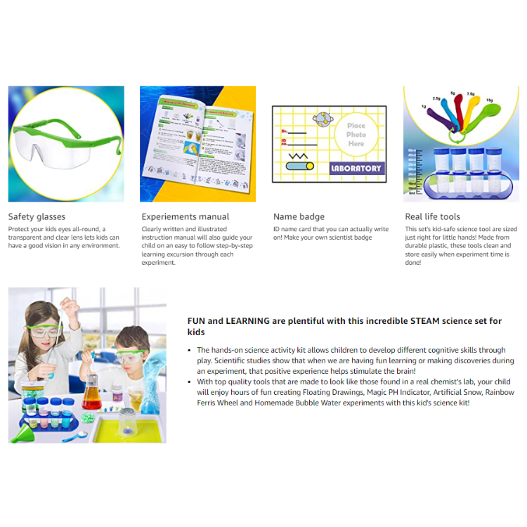 UNGLINGA 70 Lab Experiments Science Kits for Kids Age 4-6-8-12