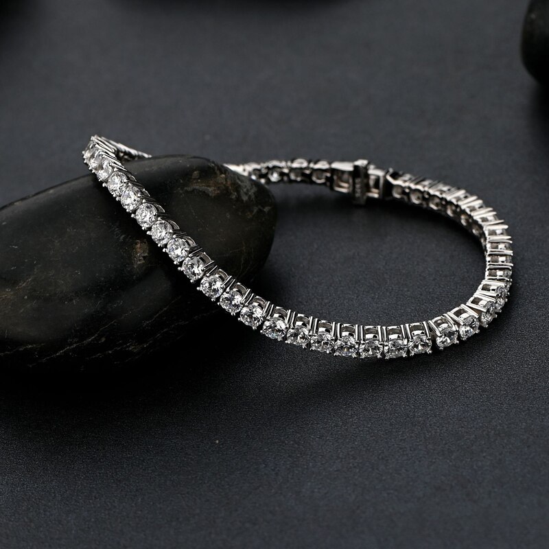 Bạc nguyên chất 17.5-18Cm Đồ Trang Sức Vòng tay chuỗi kim cương 2-4Mm 5A CZ Món Quà Vĩnh Cửu Cho Vợ Tuyệt Đẹp Bất 925 Đồ Trang Sức
