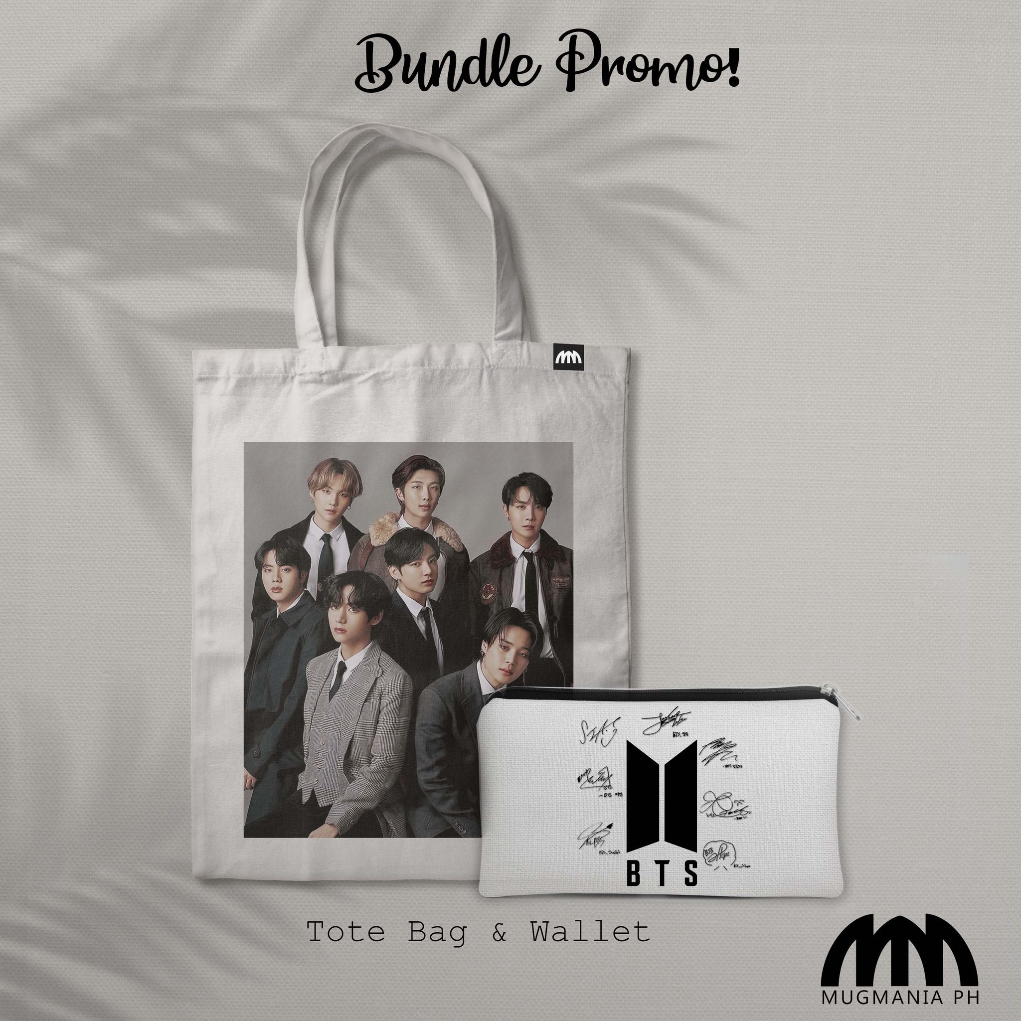 Bundle Promo - Mugmania - KPop Group Jungkook, V ,Jimin , Jin ,Suga ,RM  ,JHope Tote bag & Canvas Wallet V7