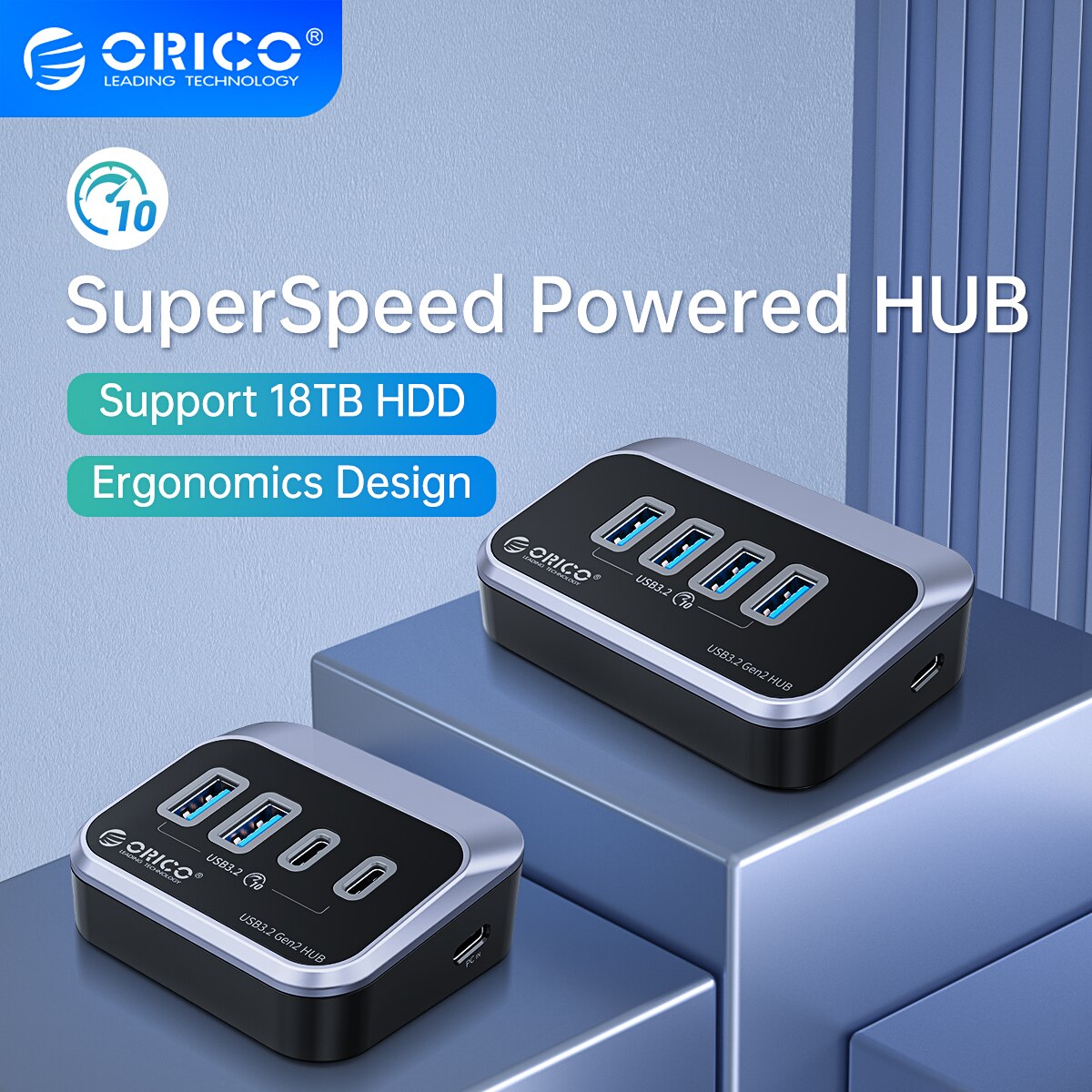 Orico bộ chia cổng usb 3.2 tốc độ 10gbps abs bộ chia type-c bộ chuyển đổi otg với usb c cổng cung cấp điện cho macbook phụ kiện máy tính