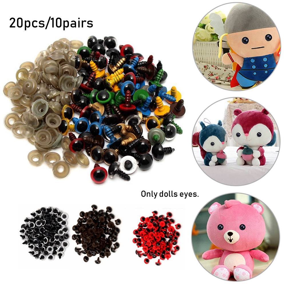 IQY 20pcs/pairs 8/10/12/14mm Stuffed Toys Parts Safety Plastic Eyes Crafts Puppet Crystal Eye Dolls DIY Tools Bear Animal Accessories