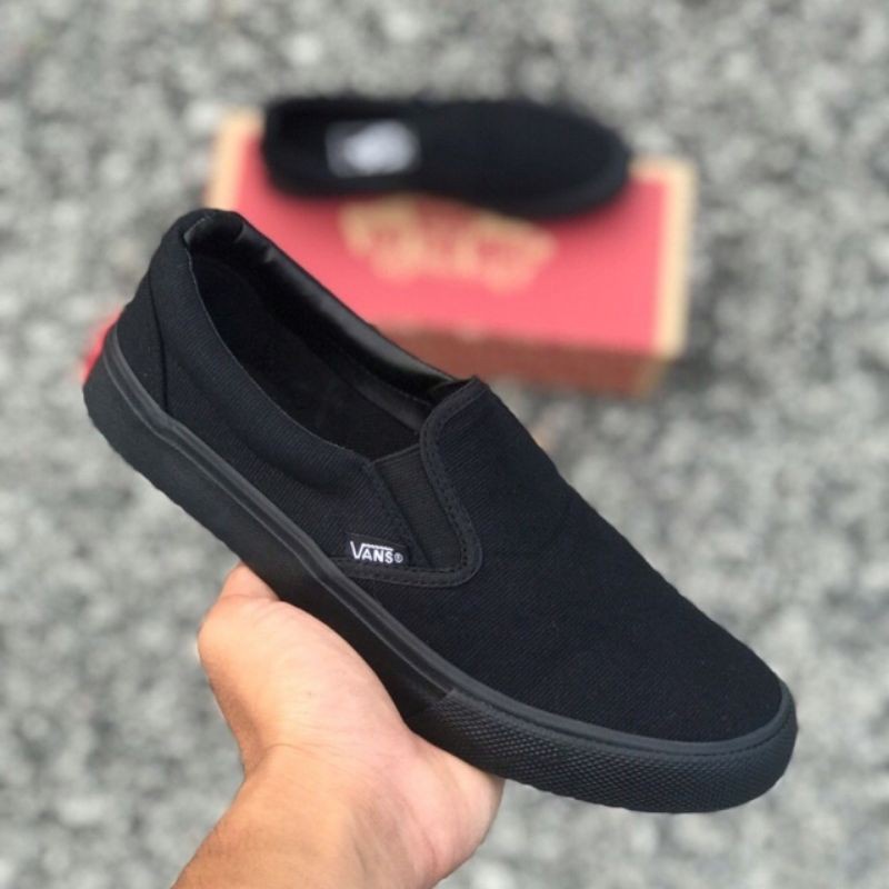 Vans slip-on plain all black ready stock malaysia