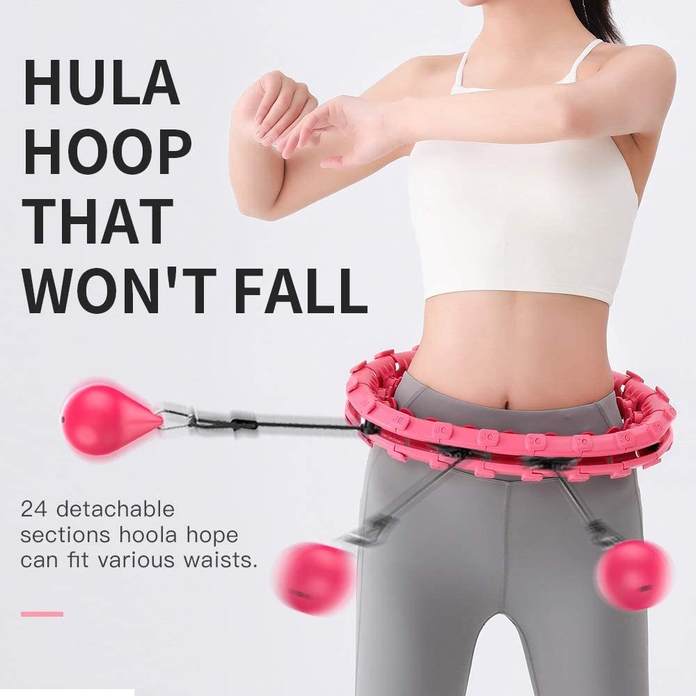 Weighted Hula Exercise Hoop for Adults Weight Loss Smart Hoola Weighted Hoop for Man and Woman with 24 Sections Adjustable Home Fitness Equipment with 360° Massage Surrounding plus size 