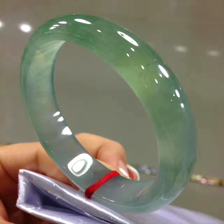 Myanmar Jadeite Braclet vòng quanh Laokeng Ice Blue floating flower jade vòng tay vòng tròn dây chuyền cho phụ nữ FGW7