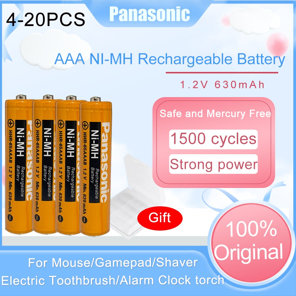  4-20PCS Original Panasonic 1.2V 630mAh AAA NI-MH Rechargeable Battery For Camera Clock Toys Wireless Keyboard Remote Control LED 